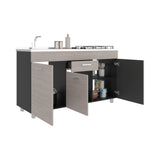 Mueble Inferior de Cocina Rosa Wengue y Positano 148.2x84.5cm sin Mesón y sin Estufa