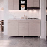 Mueble Inferior de Cocina Rosa Wengue y Positano 148.2x84.5cm sin Mesón y sin Estufa