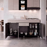 Mueble Inferior de Cocina Rosa Wengue y Positano 148.2x84.5cm sin Mesón y sin Estufa