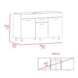 Mueble Inferior de Cocina Rosa Wengue y Positano 148.2x84.5cm sin Mesón y sin Estufa