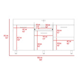 Mueble Inferior de Cocina Rosa Wengue y Positano 148.2x84.5cm sin Mesón y sin Estufa