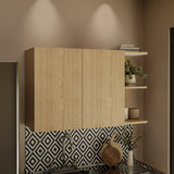 Mueble Superior de Cocina Natura Rovere 100x60cm con Dos Puertas y con Locero
