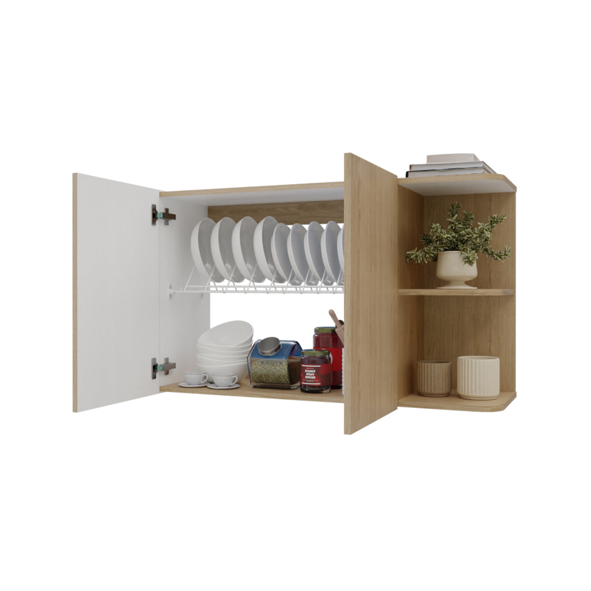 Mueble Superior de Cocina Natura Rovere 100x60cm con Dos Puertas y con Locero
