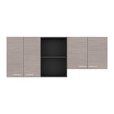 Mueble Superior de Cocina Rosa Wengue y Positano 200x200cm con Cuatro Puertas con Espacio para Extractor Lado Izquierdo y con Locero