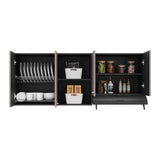 Mueble Superior de Cocina Rosa Wengue y Positano 200x200cm con Cuatro Puertas con Espacio para Extractor Lado Izquierdo y con Locero
