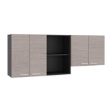 Mueble Superior de Cocina Rosa Wengue y Positano 200x200cm con Cuatro Puertas con Espacio para Extractor Lado Izquierdo y con Locero