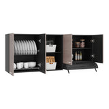 Mueble Superior de Cocina Rosa Wengue y Positano 200x200cm con Cuatro Puertas con Espacio para Extractor Lado Izquierdo y con Locero
