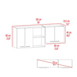 Mueble Superior de Cocina Rosa Wengue y Positano 200x200cm con Cuatro Puertas con Espacio para Extractor Lado Izquierdo y con Locero