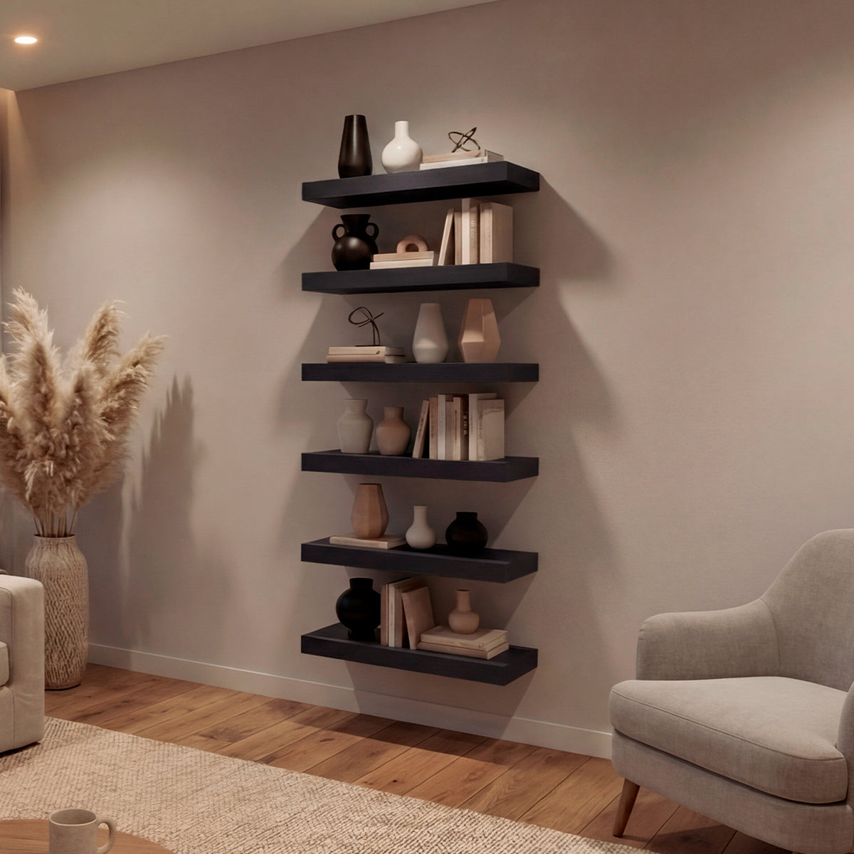 Set de 2 Repisas Shelf Wengue 45.1x3.8cm Flotante Rectangular