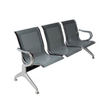 Silla Tandem Gris 162x76cm de Tres Puestos con Apoya Brazos en cada Esquina