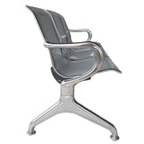 Silla Tandem Gris 162x76cm de Tres Puestos con Apoya Brazos en cada Esquina