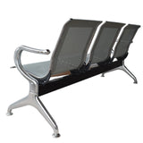 Silla Tandem Gris 162x76cm de Tres Puestos con Apoya Brazos en cada Esquina