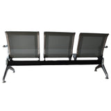 Silla Tandem Gris 162x76cm de Tres Puestos con Apoya Brazos en cada Esquina