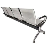 Silla Tandem Gris 225x76cm de Cuatro Puestos con Apoya Brazos en cada Esquina