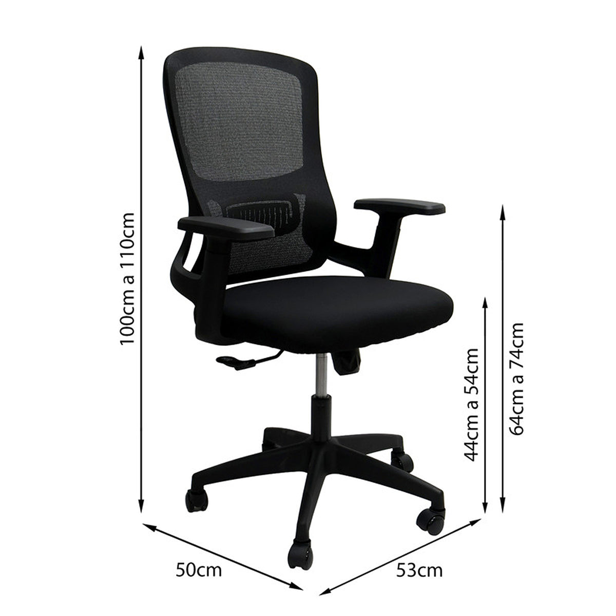 Silla de Oficina Rio Negro 53x100cm Espaldar Reclinable con Ruedas con Apoya Cabezas y con Soporte Lumbar