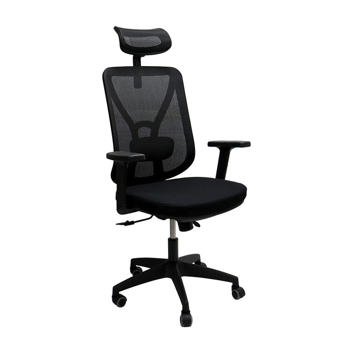 Silla de Oficina Manila Negro 51x118cm Espaldar Reclinable con Ruedas con Apoya Cabezas y con Soporte Lumbar