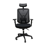 Silla de Oficina Manila Negro 51x118cm Espaldar Reclinable con Ruedas con Apoya Cabezas y con Soporte Lumbar
