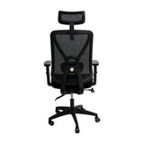 Silla de Oficina Manila Negro 51x118cm Espaldar Reclinable con Ruedas con Apoya Cabezas y con Soporte Lumbar