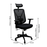 Set x 2 Sillas de Oficina Manila Negro 51x118cm Espaldar Reclinable con Ruedas con Apoya Cabezas y con Soporte Lumbar