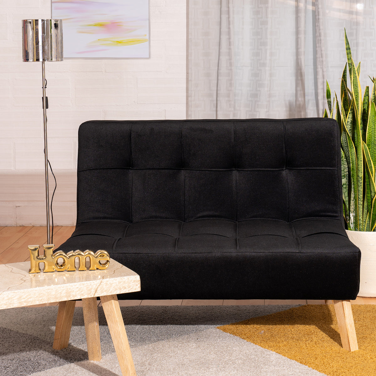 Sofá Segovia Negro 80x95cm de Dos Puestos Antifluido sin Apoya Brazos