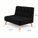 Sofá Segovia Negro 80x95cm de Dos Puestos Antifluido sin Apoya Brazos