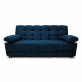 Sofá Cama Arkan Azul Petróleo 190x95cm de Tres Puestos Reclinable sin Apoya Brazos
