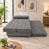 Sofá Cama Arkan Gris 190x95cm de Tres Puestos Reclinable sin Apoya Brazos