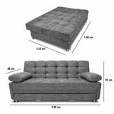 Sofá Cama Arkan Gris 190x95cm de Tres Puestos Reclinable sin Apoya Brazos
