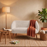 Sofá Astra Beige y Matiz Caoba 130x77cm de Dos Puestos con Apoya Brazos