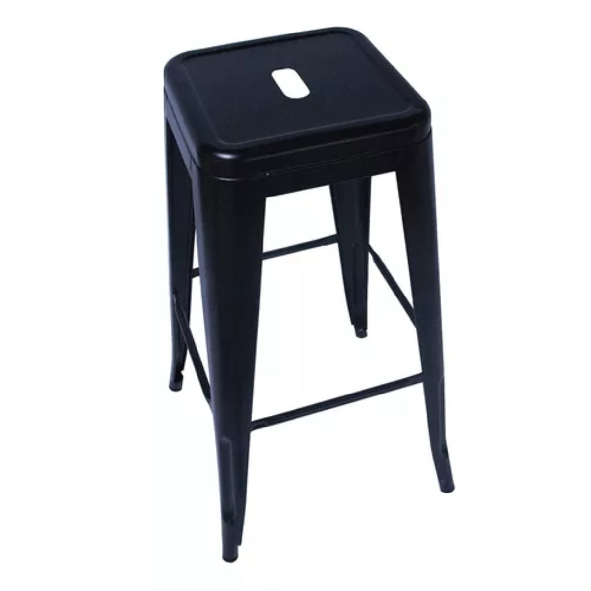Butaco Bar Tolix Negro 41x79cm de Asiento Cuadrado sin Espaldar y sin Apoya Brazos