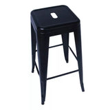 Butaco Bar Tolix Negro 41x79cm de Asiento Cuadrado sin Espaldar y sin Apoya Brazos