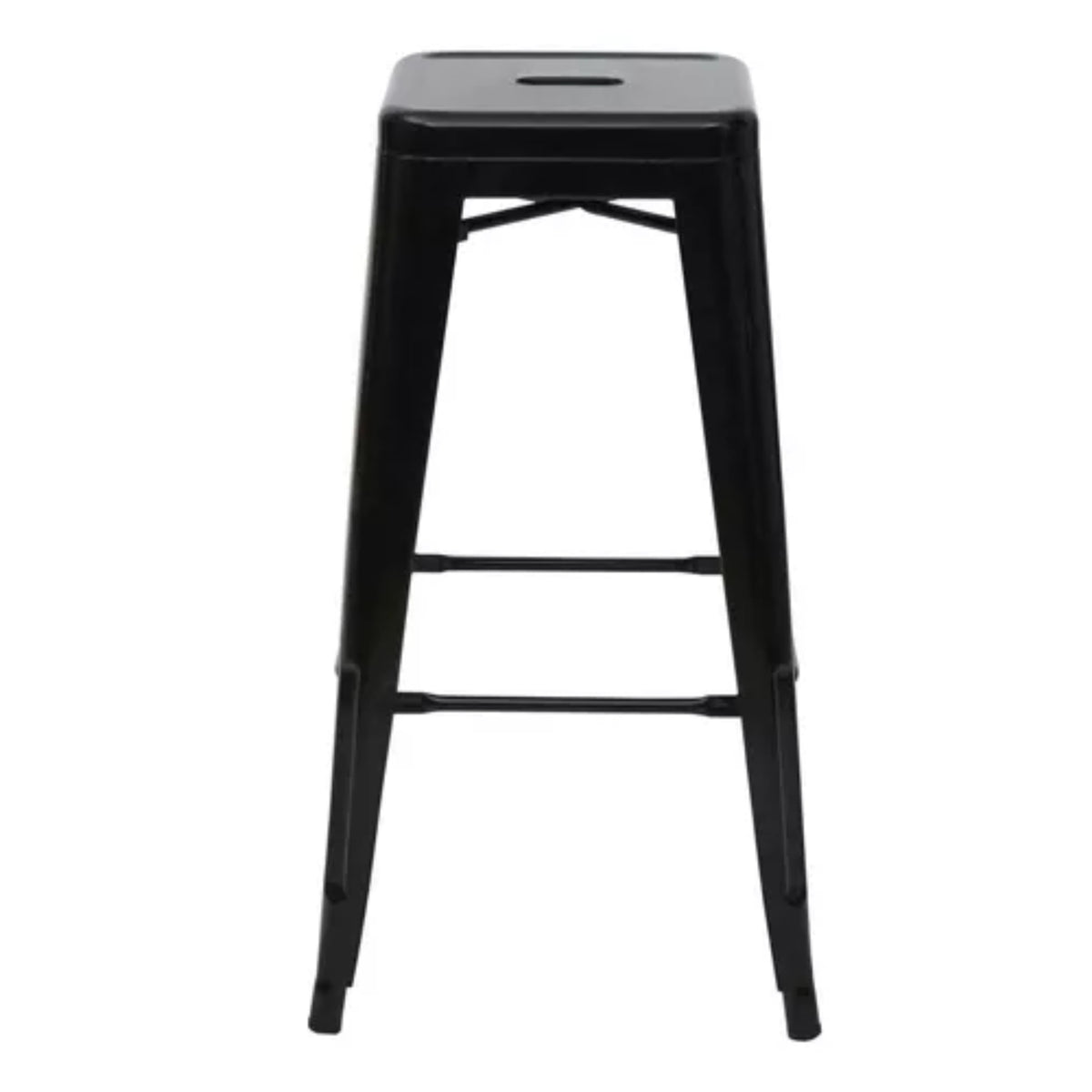 Butaco Bar Tolix Negro 41x79cm de Asiento Cuadrado sin Espaldar y sin Apoya Brazos