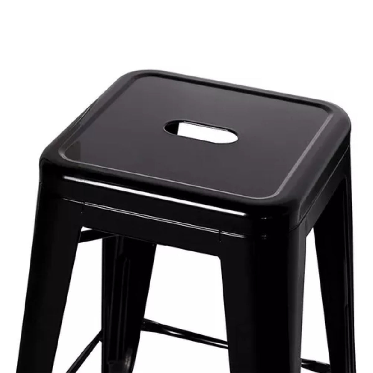 Butaco Bar Tolix Negro 41x79cm de Asiento Cuadrado sin Espaldar y sin Apoya Brazos