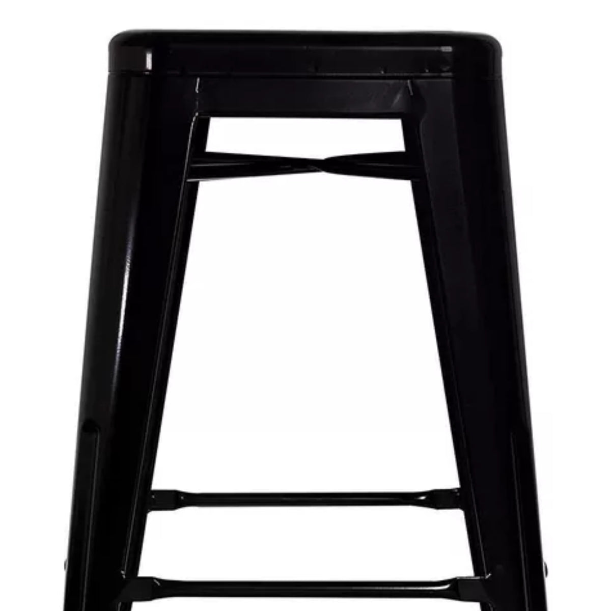 Butaco Bar Tolix Negro 41x79cm de Asiento Cuadrado sin Espaldar y sin Apoya Brazos