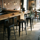 Butaco Bar Tolix Negro 41x79cm de Asiento Cuadrado sin Espaldar y sin Apoya Brazos