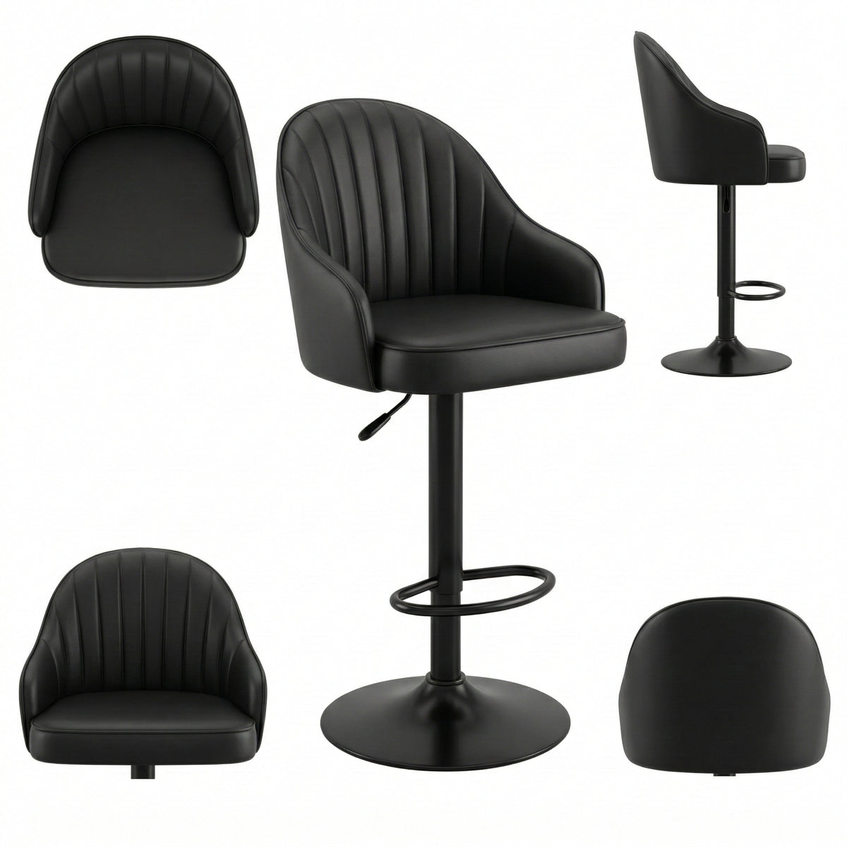 Silla Bar Milan Negro 40x84cm de Asiento Ovalado con Espaldar y sin Apoya Brazos