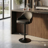 Silla Bar Milan Negro 40x84cm de Asiento Ovalado con Espaldar y sin Apoya Brazos