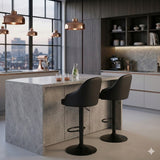 Silla Bar Milan Negro 40x84cm de Asiento Ovalado con Espaldar y sin Apoya Brazos