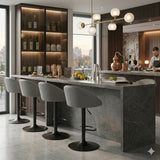 Silla Bar Milan Gris 40x84cm de Asiento Ovalado con Espaldar y sin Apoya Brazos