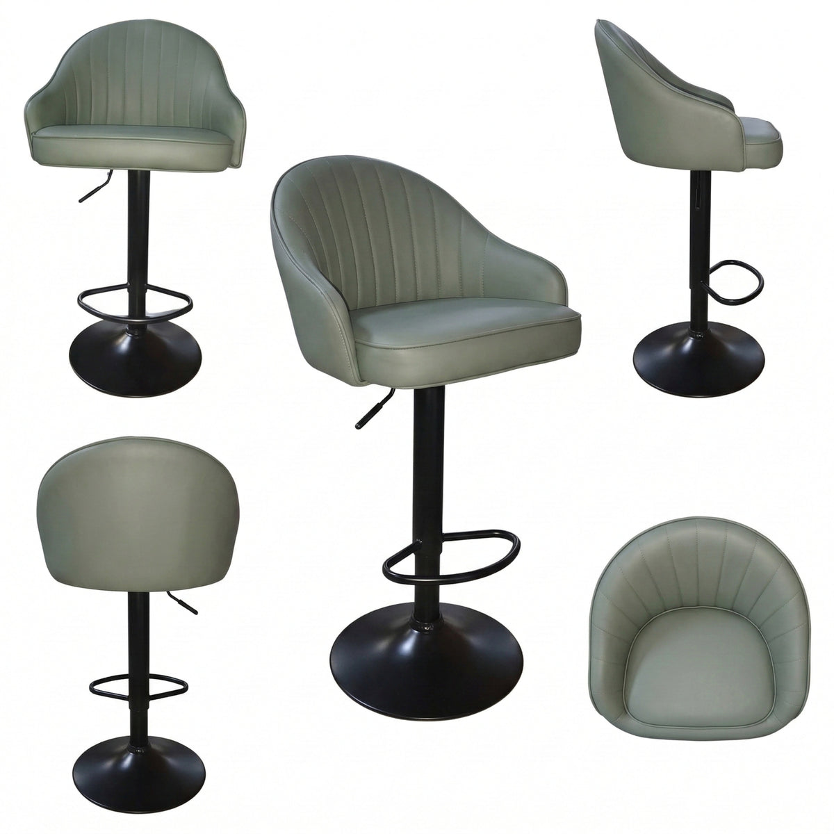 Silla Bar Milan Verde 40x84cm de Asiento Ovalado con Espaldar y sin Apoya Brazos