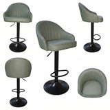 Silla Bar Milan Verde 40x84cm de Asiento Ovalado con Espaldar y sin Apoya Brazos