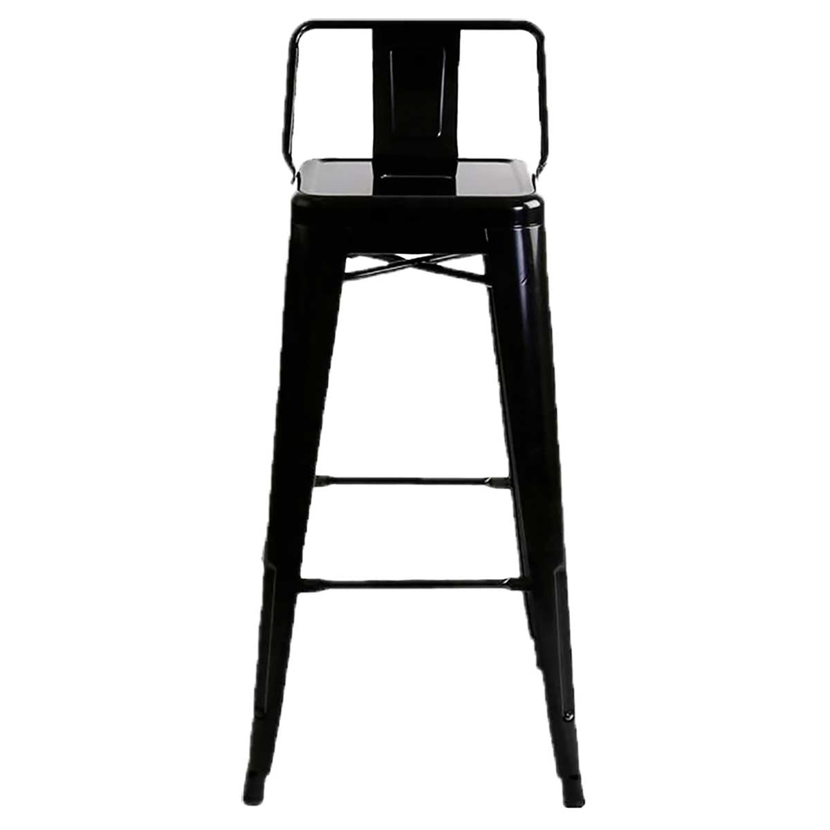 Silla Bar Tolix Negro 41x94cm de Asiento Cuadrado con Espaldar y sin Apoya Brazos