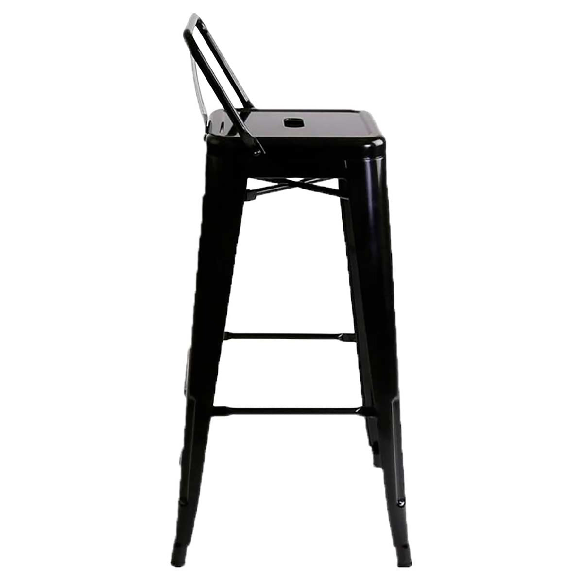 Silla Bar Tolix Negro 41x94cm de Asiento Cuadrado con Espaldar y sin Apoya Brazos