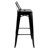 Silla Bar Tolix Negro 41x94cm de Asiento Cuadrado con Espaldar y sin Apoya Brazos