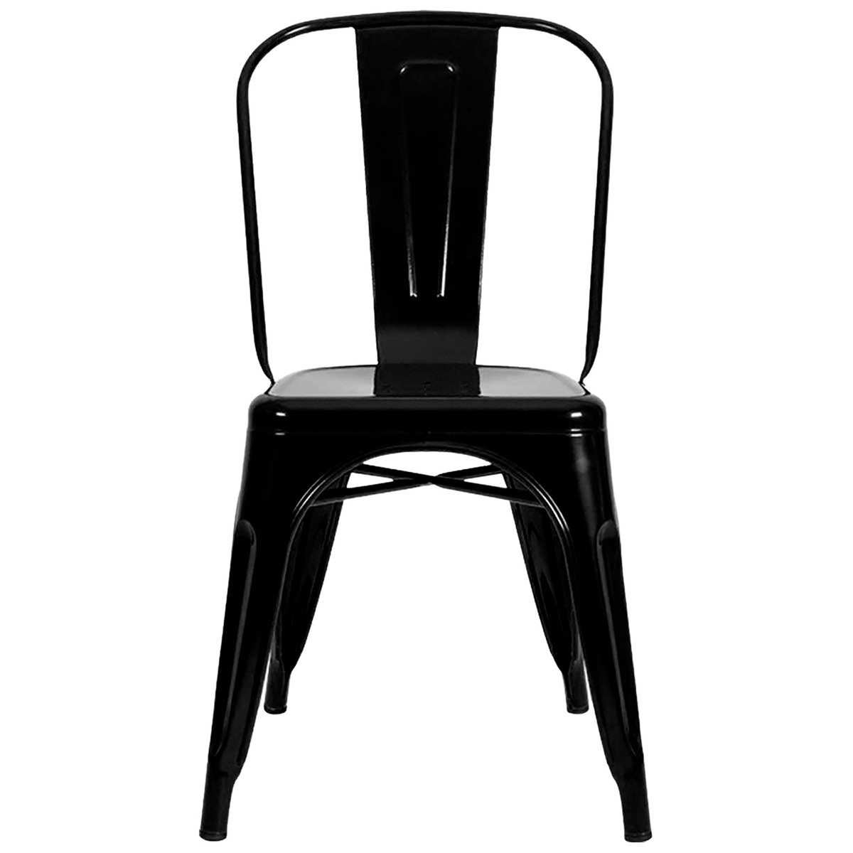 Silla de Comedor Tolix Negro 43x84cm de Asiento Cuadrado con Espaldar y sin Apoya Brazos