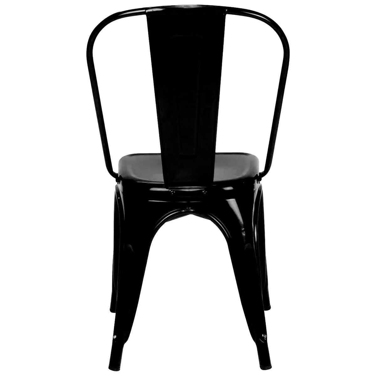 Silla de Comedor Tolix Negro 43x84cm de Asiento Cuadrado con Espaldar y sin Apoya Brazos