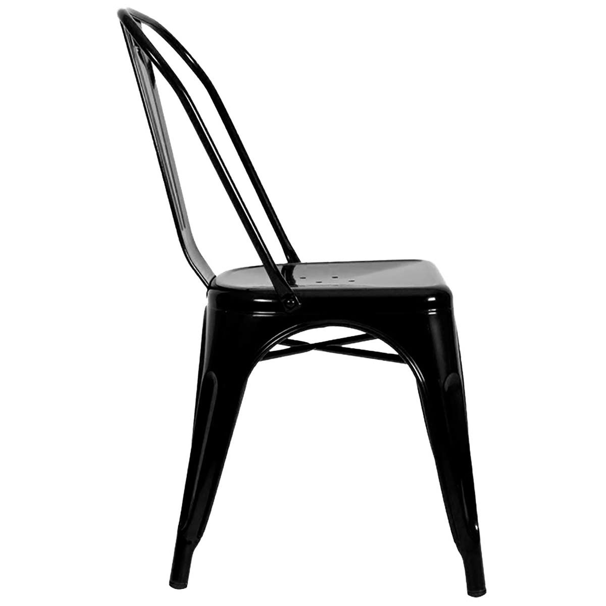 Silla de Comedor Tolix Negro 43x84cm de Asiento Cuadrado con Espaldar y sin Apoya Brazos