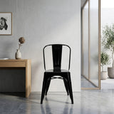 Silla de Comedor Tolix Negro 43x84cm de Asiento Cuadrado con Espaldar y sin Apoya Brazos