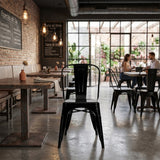 Silla de Comedor Tolix Negro 43x84cm de Asiento Cuadrado con Espaldar y sin Apoya Brazos