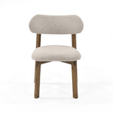 Silla de Comedor Saudi Beige y Matiz Caoba 58x82cm de Asiento Ovalado sin Espaldar y sin Apoya Brazos